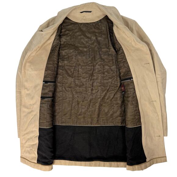 Men's 42R Barcelino SF Tan Car Coat Made in Germany Zip Pockets Cotton S/Med - Picture 5 of 15